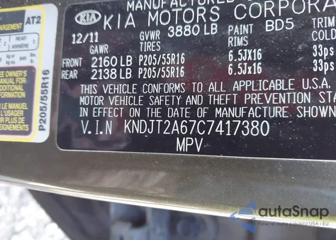 2012 Kia Soul + from USA, damaged, VIN KNDJT2A67C7417380